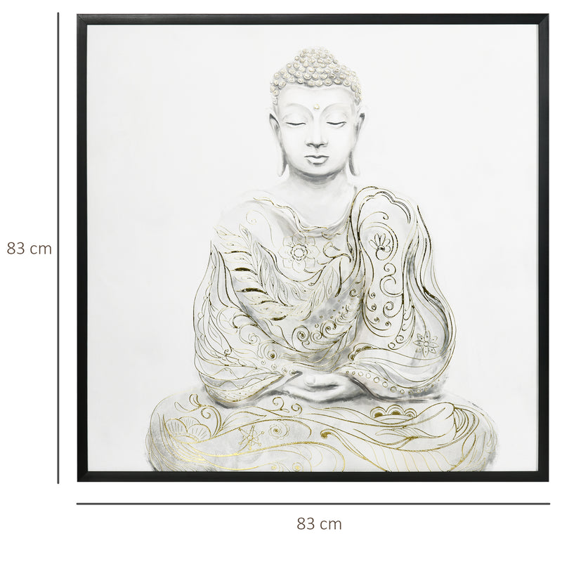 HOMCOM Gold Textured Canvas Wall Art Buddha for Living Room Bedroom, 83x83cm