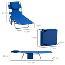 Outsunny Beach Chaise Lounge Portable Adjustable Backrest with Face Cavity Blue
