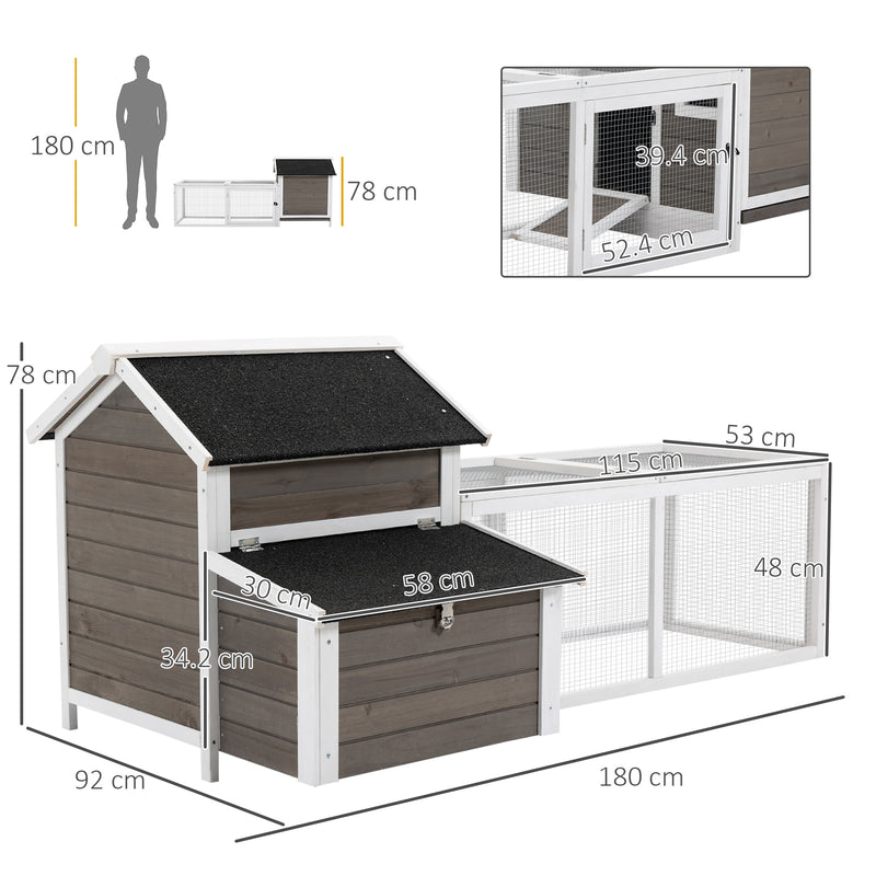 PawHut Wooden Chicken Coop Hen House w/ Removable Tray, Nesting Box, Run, Ramp