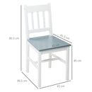 HOMCOM Dining Chairs Set of 2, Pine Wood Frame, Slat Back for Kitchen White