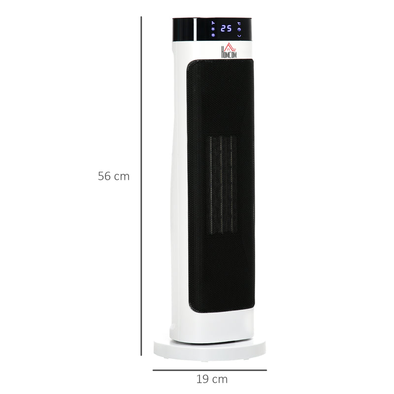 HOMCOM Freestanding Ceramic Space Heater Fan Heater w/ 3 Heat Settings, Black