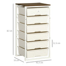 HOMCOM Chest of Drawers, 6 Drawer Unit Storage Chest Bedroom Living Room White