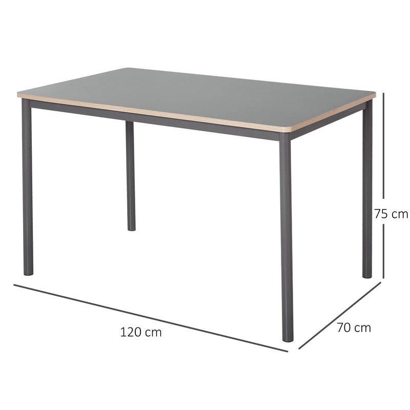 HOMCOM 120cm Minimalistic Dining Table Steel Frame Foot Pads Simple Style Grey