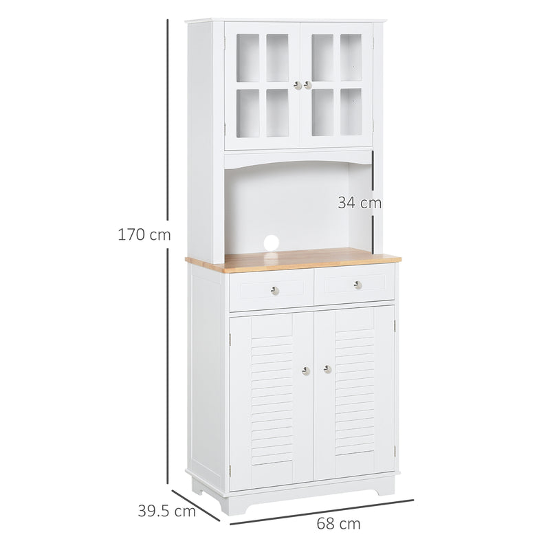 HOMCOM Coastal Kitchen Cupboard Storage Cabinet Unit for Dining Room, White