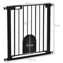 PawHut 75-82 cm Pet Safety Gate Pressure Fit Stair w/ Small Door Double Locking