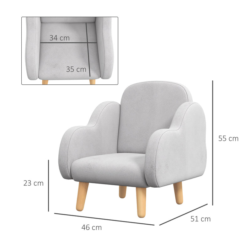 ZONEKIZ Cloud-Shaped Toddler Armchair, Kids Chair, 1.5-5 Years - Grey