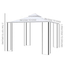 Outsunny 3 x 3(m) Garden Gazebo Double Top Gazebo Canopy w/ Mesh Cream White