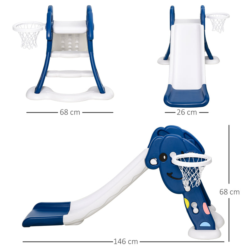 HOMCOM Kids Slide with Basketball Hoop Toddler Climber Freestanding Slider