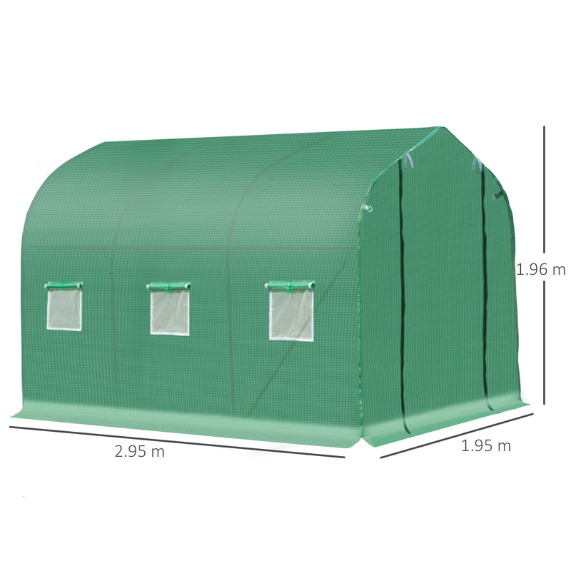 Outsunny 3 x 2 M Walk in Polytunnel Greenhouse Galvanised Steel w/ Zipped Door