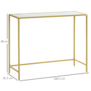 HOMCOM Modern Console Table Tempered Glass Top Sofa Table Steel Frame White