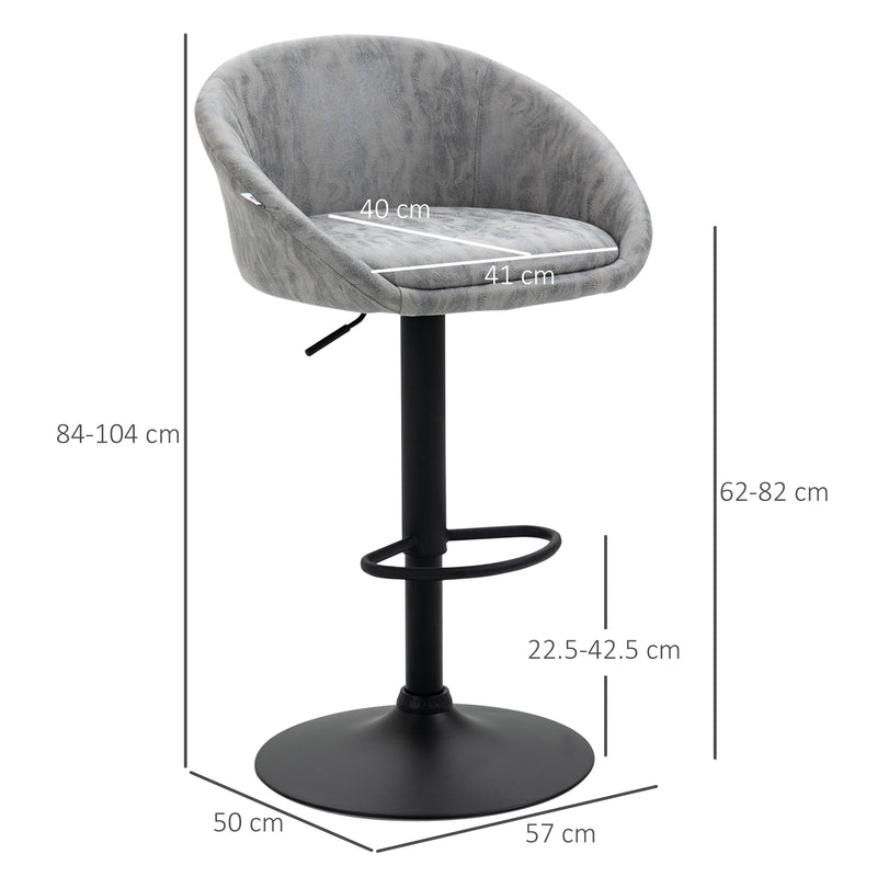 HOMCOM Modern Swivel Bar Stools Set of 2 with Adjustable Height, Light Grey