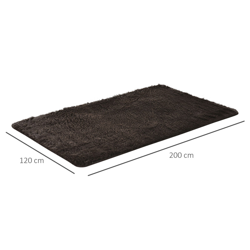 HOMCOM Brown Fluffy Area Rug Shaggy Carpet for Living Room, Bedroom, 120x200cm