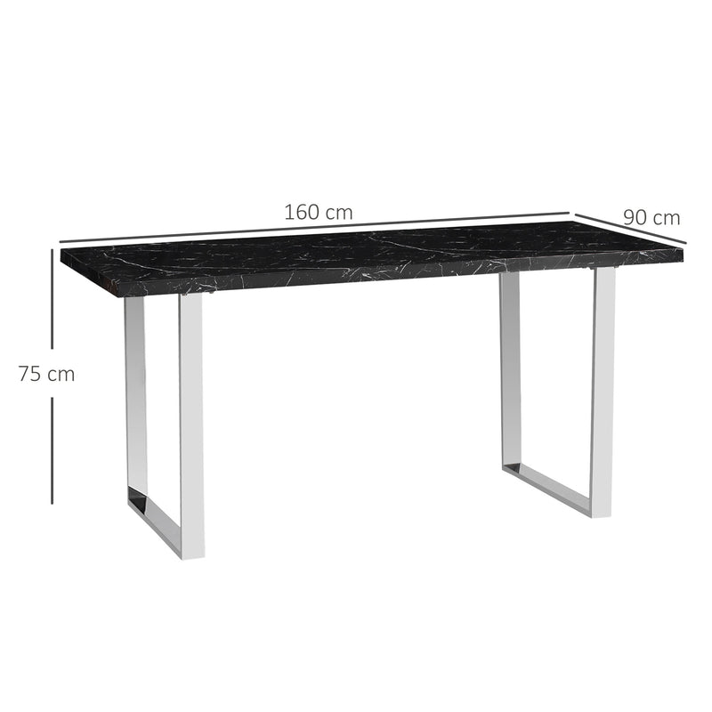 HOMCOM 160 cm Rectangular Dining Table Kitchen Table for 6-8 People Black