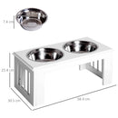 PawHut Raised Dog Bowls Pet Feeder Elevated Double Stainless Steel Water White