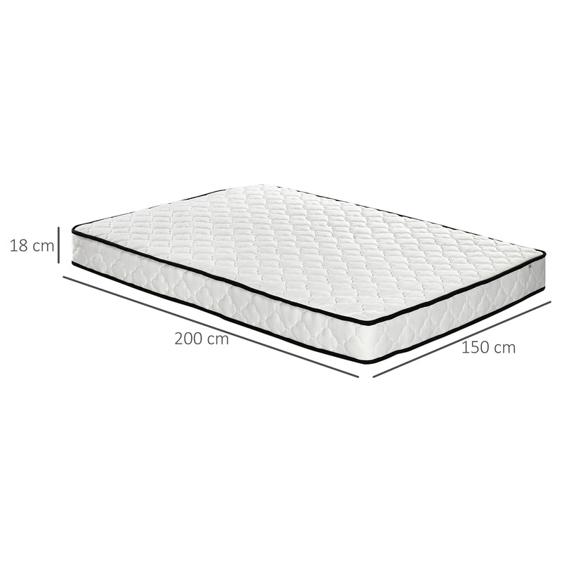 HOMCOM King Mattress W/ Breathable Foam Pocket Innerspring 200cmx150cmx18cm
