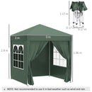 Outsunny 2mx2m Green Pop Up Gazebo Party Tent Canopy Marquee with Storage Bag