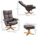 HOMCOM Recliner Chair and Footstool PU Leather Wooden Base Brown