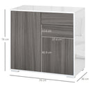 HOMCOM Side Cabinet with 2 Door Cabinet and 2 Drawer for Home Office Grey