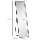 HOMCOM Full Length Mirror Floor Standing or Wall-Mounted, Dressing Mirror, Black