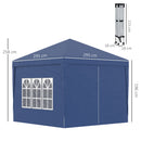 Outsunny 3mx3m Pop Up Gazebo Party Tent Canopy Marquee with Storage Bag Blue