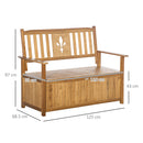 Outsunny 2 Seater Wood Garden Storage Bench Outdoor Storage Box Natural