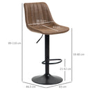 HOMCOM Set Of 2 Microfibre Retro Tub Bar Stools Metal Frame Footrest Seat Brown