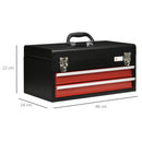DURHAND Lockable 2 Drawer Tool Chest w/ Ball Bearing Slide Drawer 46cmx24cmx22cm