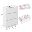 kleankin 600mm Bathroom Vanity Unit w/ 1 Tap Hole Basin Drawers Gloss White