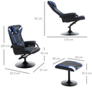 Vinsetto Video Game Chair and Footrest Set with Lumbar Support Headrest Grey