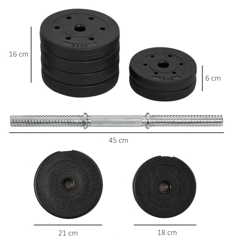 HOMCOM 30KG Adjustable Dumbbells Weight Set Hand Weight for Body Fitness