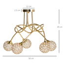 HOMCOM Chandelier Ceiling Light Pendant Light with 5 Globe Lampshades, Gold