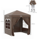 Outsunny 2mx2m Pop Up Gazebo Party Tent Canopy Marquee with Storage Bag Coffee