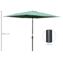 Outsunny 2 x 3(m) Garden Parasol Rectangular Market Umbrella w/ Crank Green