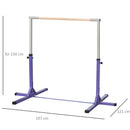 HOMCOM Adjustable Kids Gymnastics Bar Horizontal Training Steel Frame Purple