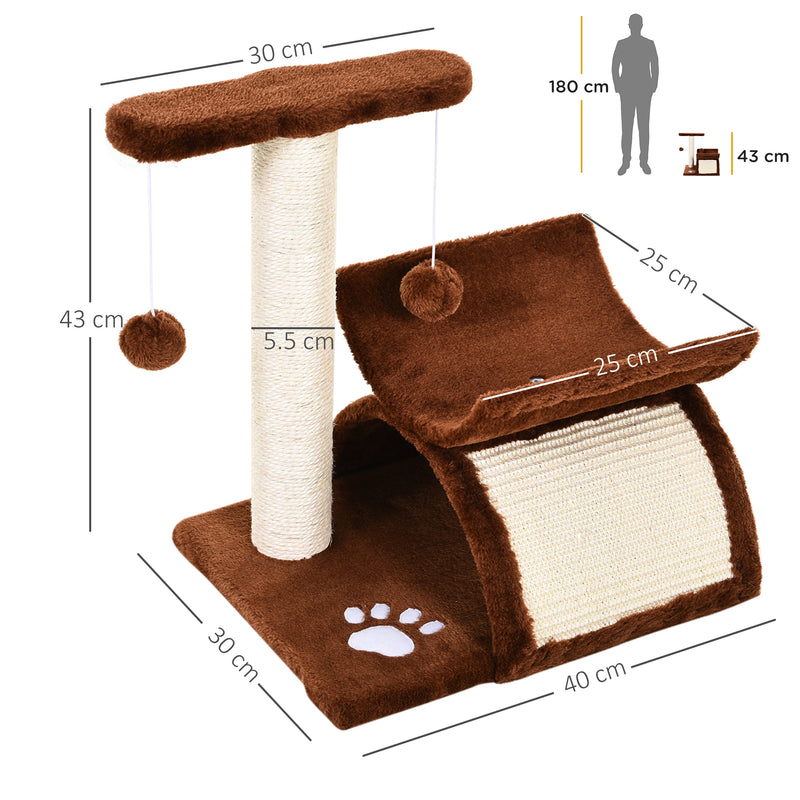PawHut Cat Tree Plush Scratcher Kitty Activity Play Center Tunnel Dangling Ball