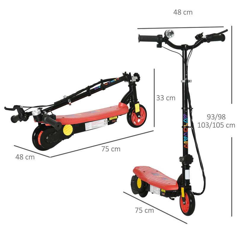 HOMCOM Folding Electric Scooter w/ LED Headlight, for Ages 7-14 Years - Red