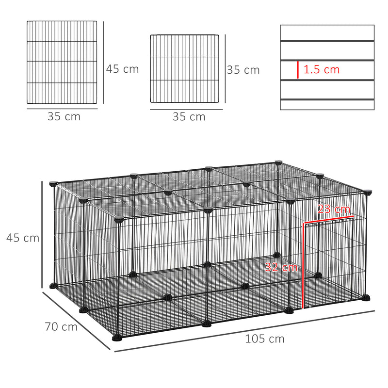 PawHut DIY Pet Playpen Cage 22 Piece w/Door Bunny Chinchilla Hedgehog Guinea Pig