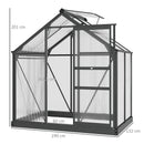 Outsunny 6x4ft Walk-In Polycarbonate Greenhouse Plant Grow Galvanized Aluminium