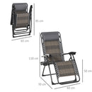 Outsunny Zero Gravity Folding Chair Metal Frame Cup Phone Holder Deck Poolside