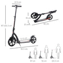 HOMCOM Teens Adult Kick Scooter Foldable Adjust Aluminum For Age 14+ Black