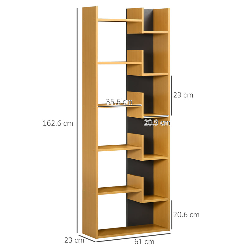 HOMCOM 6-Tier Bookshelf Freestanding Decorative Storage Shelves for Home Natural