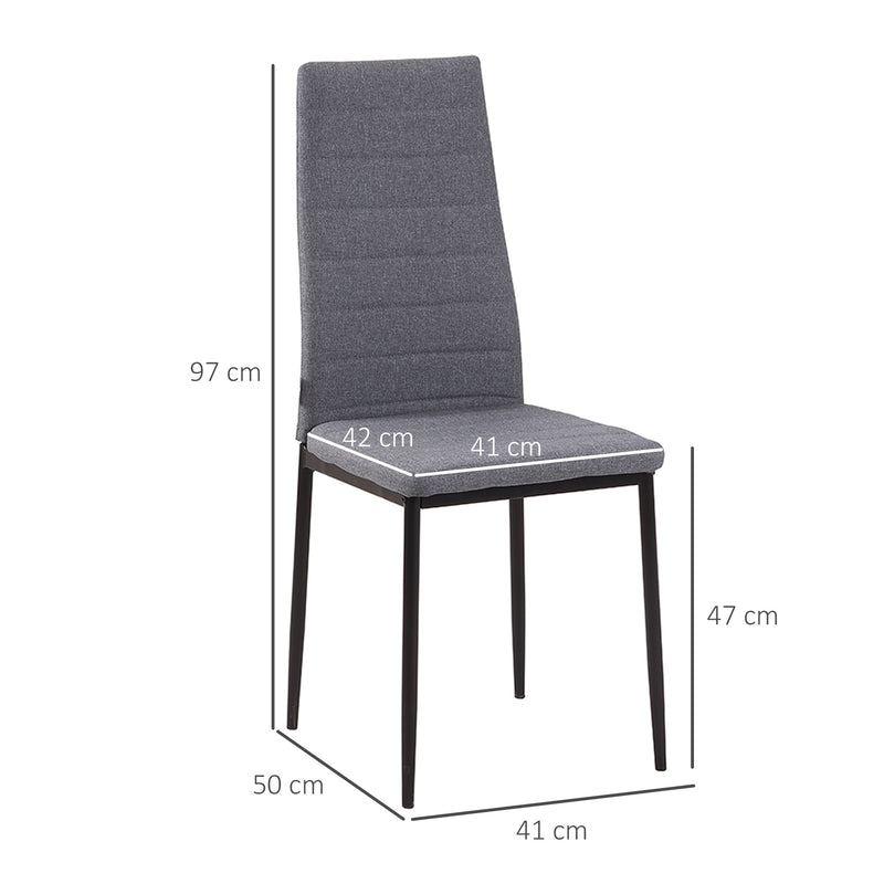 HOMCOM Dining Chairs Upholstered Fabric Accent Chairs with Metal Legs, Set of 4