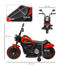 HOMCOM 6V Electric Motorbike with Training Wheels, One-Button Start - Red