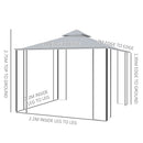 Outsunny 3 x 3(m) Garden Gazebo Double Top Gazebo Canopy w/ Mesh Grey