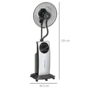 HOMCOM Pedestal Fan With Water Mist Spray Standing Fan W/ 3.1L Water Tank Black