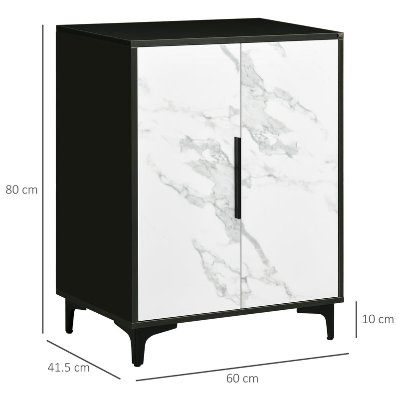 HOMCOM Storage Cabinet with Marble Effect Doors and Adjustable Shelf, Black