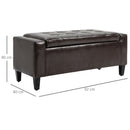 HOMCOM 40x90cm PU Leather Storage Ottoman Bench Wood Frame w/ Tufting Feet Brown