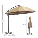 Outsunny 3(m) Cantilever Shanghai Parasol w/ Crank Handle, Cross Base, Khaki