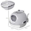 PawHut Futuristic Capsule-Shaped Cat Litter Box w/ 2 Doors Scoop Drawer Grey