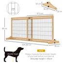 PawHut Adjustable Wooden Pet Gate Freestanding Dog Barrier for Doorway